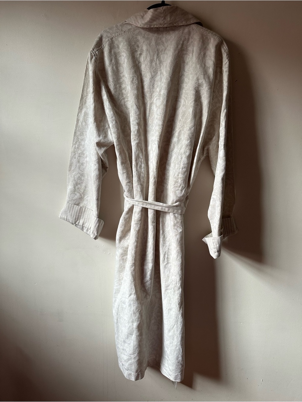 Made In Italy Cream Linen Blend Robe - Picture 4 of 6